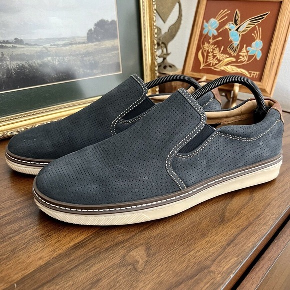 Johnston & Murphy Other - 253727 MS50 MCGUFFEY MENS SHOES 10.5M NAVY LEATHER SLIP ON JOHNSTON&MURPHY